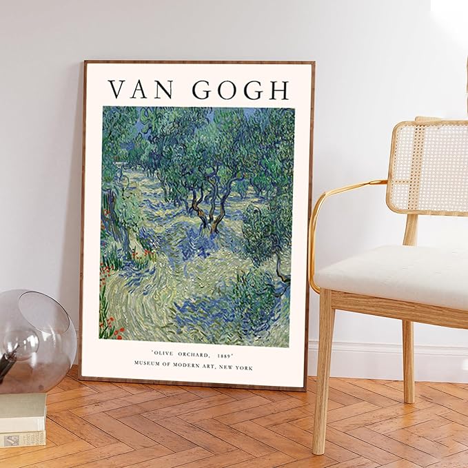 Van Gogh Wall Art, Van Gogh Art Posters, Olive Orchard Floral Garden Art, Retro Famous Artist Paintings Museum Gallery Exhibition Poster for Living Room, Aesthetic Vintage Decor, Unframed, 12x16 In