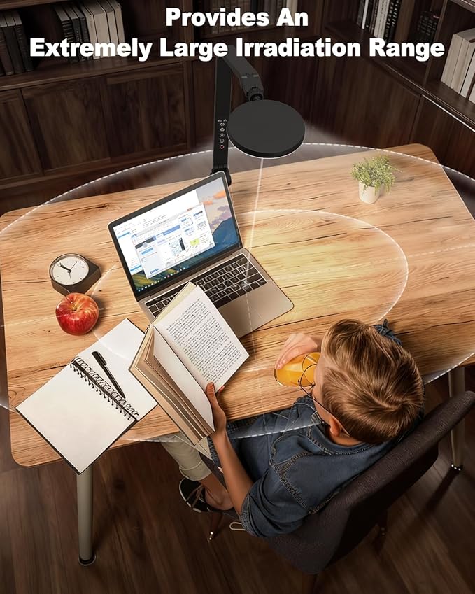 Desk Lamp, ZAPLIT 10W LED Desk Light with Clamp & Adjustable Arm for Home Office, Touch Control Eye-Care Light for Reading with 5 Color Temps (1700K-6000K) & 10 Brightness, Timer, USB Adapter Included