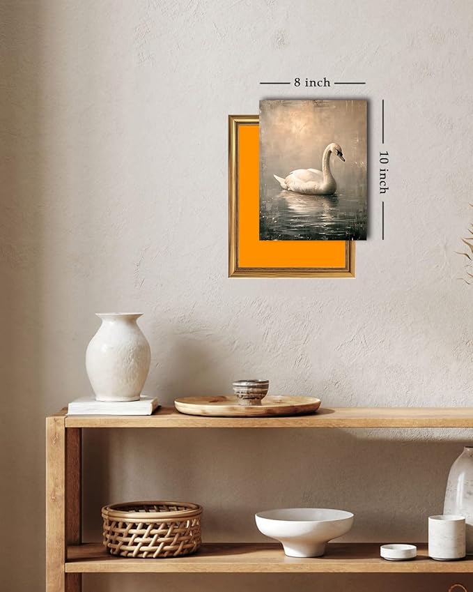 Kizbok Vintage Wall Art Decor Neutral Swan Canvas Prints Farmhouse Wall Decor Rustic Swan Vintage Art Pictures for Nursery Bedroom Bathroom Office Decor(12" x 16"-UNFRAMED)