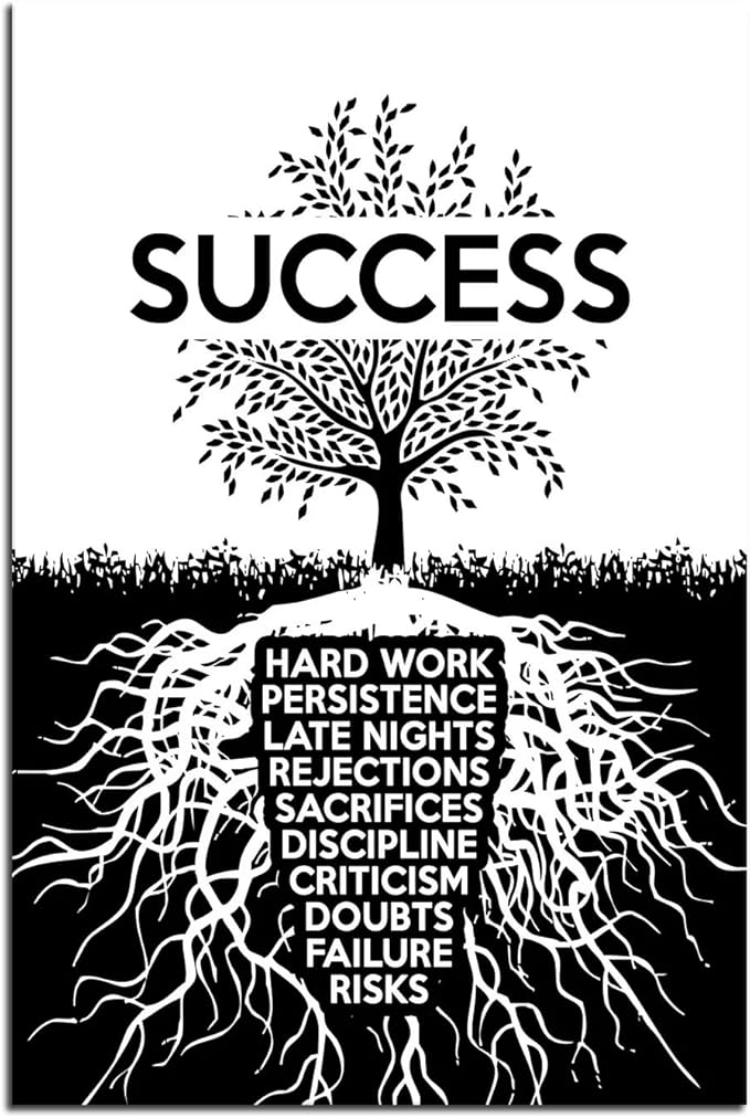 Inspirational Success Tree Wall Art Painting Canvas Entrepreneur Quotes Posters Prints Artwork Motivational Office Gym Decoration Frame[12''W X 18''H]