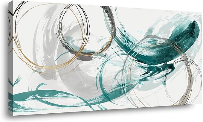 Sxurmtiie Canvas Wall Art Abstract Art Paintings green Fantasy Colorful Graffiti on White Background 24inchx48inch Modern Artwork wall Decor for Living Room Bedroom Kitchen