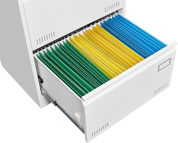 Office lateral File cabinets Filing Cabinet Cabinet with Lock, Locking Metal File Cabinets with 2 Drawers Office Cabinet for Legal/Letter/A4/F4 Home Office Steel Lateral File Drawers (White)