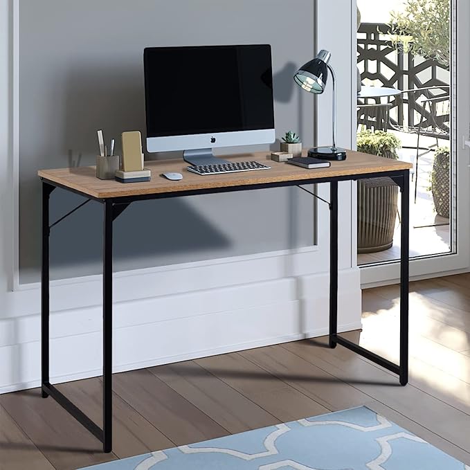 39‘’Computer Desk,Gaming Desk Home Office Desk Writing Study Table Modern Simple Style PC Desk with Metal Frame，Nature