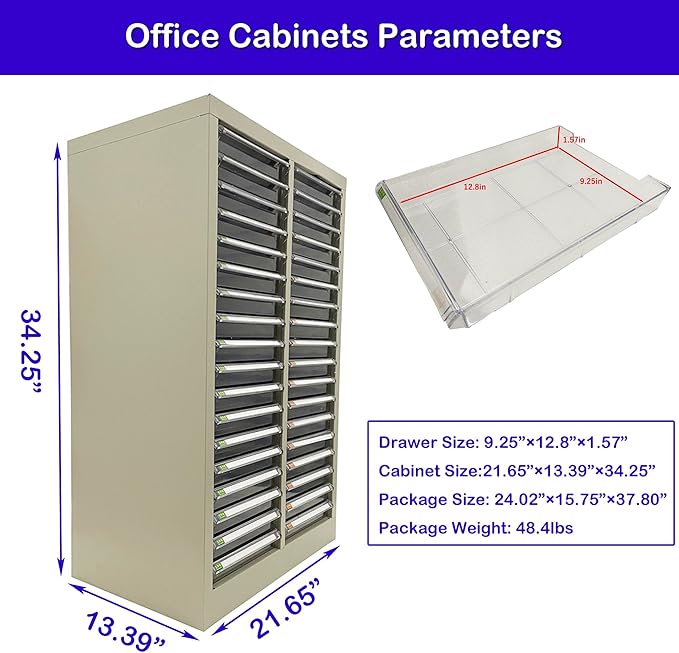 INTSUPERMAI Office Cabinets Document CFile Cabinet 36 Drawers Metal Document Storage Box