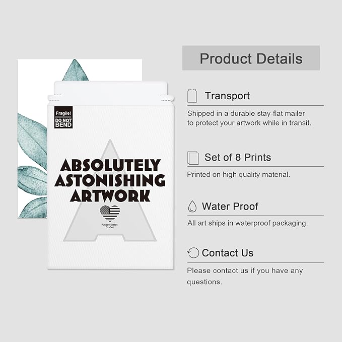 SIGNWIN Adhesive Canvas Poster Bathroom Decor 11"x14"x 8, Wall Art Room Decor Multicolor for Living Room, Bedroom, Office Pastel Tropical Jungle Botanical Flower Plants Nature Abstract Shapes