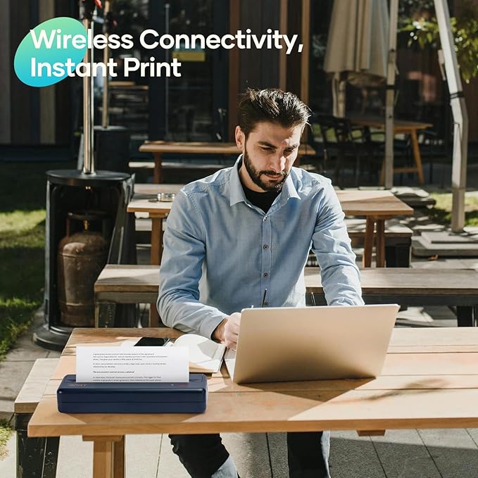 iDPRT Portable-Printer Wireless for Travel, 300DPI Inkless-Thermal-Small-Printers for Home Use, Office, Vehicles, Mobile Bluetooth Printer Supports 8.5" x 11" US Letter, for Smartphone & PC,MT890