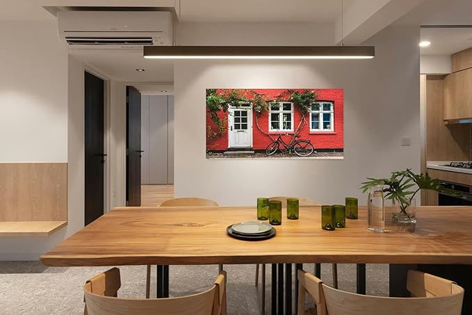 Canvas Wall Art for Living Room Bedroom Street wall and bike Copenhagen Big Large Wall Art Decor Framed Painting Wall Pictures Prints Artwork Office