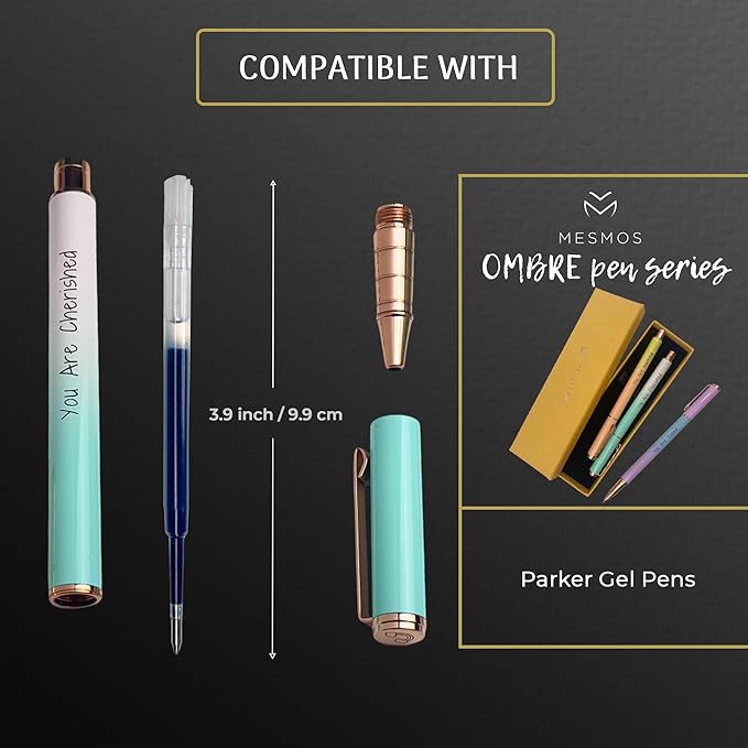 MESMOS 6 Pack 0.7mm tip, 3.9 inch (9.8cm) Gel Pen Refills, German-Made Ink and Swiss-Made Nib, Compatible with Parker Pen, Replacement Ink Refills, Smooth Writing (Blue Ink)