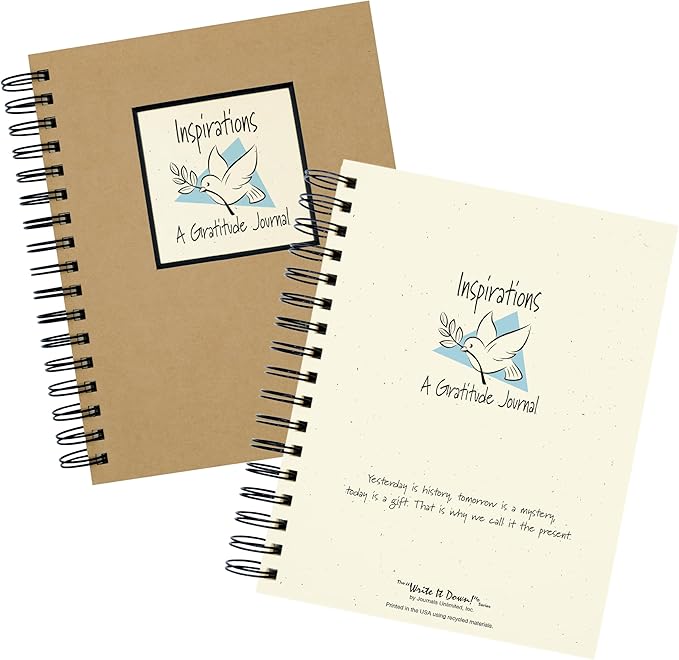 Write it Down series by Journals Unlimited, Guided Journal, Inspirations, A Gratitude Journal, Full-size 7.5"x 9", Kraft Hard Cover, Made in USA