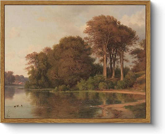 ARPEOTCY Vintage Framed Canvas Wall Art, Fall Living Room Autumn Scenery Pictures Wall Decor, Prints Art, Kitchen Landscape Paintings Farmhouse Retro Country Pictures, 9x11 Inch