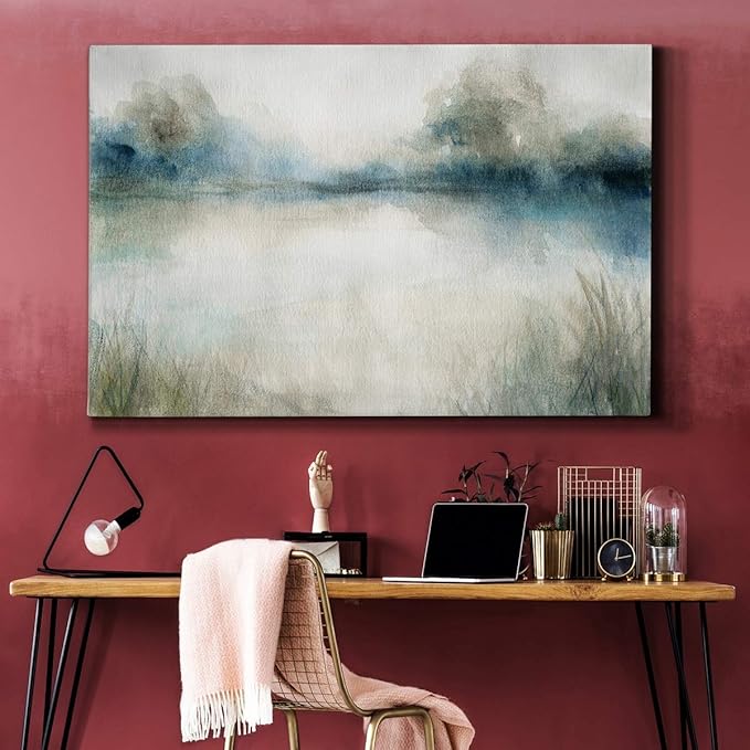 Landscape Wall Art Premium Gallery Wrapped Canvas Abstract Ocean Forest Modern Artwork Decoration for Living Room Kitchen Bathroom Office, Ready to Hang