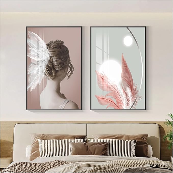 Wall Art for Office Framed Decorative Oil Painting Set Posters for Room Decorative Modern Artwork Ready to Hang 2 Pieces,R,15.7 * 11.8in