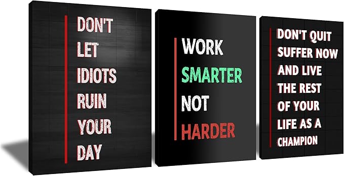 Motivational Canvas Wall Art Home Decor 3 Pieces Inspirational Entrepreneur Saying Poster Print Inspiring Picture Painting Artwork for Bedroom Bathroom Wall Decoration Ready to Hang [36''W x 16''H]