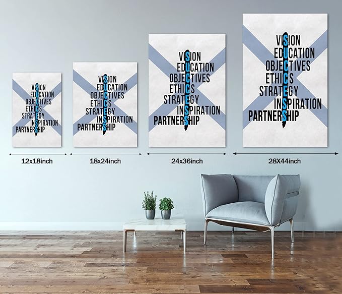 Motivational Wall Art Inspirational Canvas Painting Positive Quotes Posters INSPIRATION PARTNERSHIP Picture Prints HD Print Artwork Home Office Living Room Decor Framed Ready to Hang-28 Wx44 H