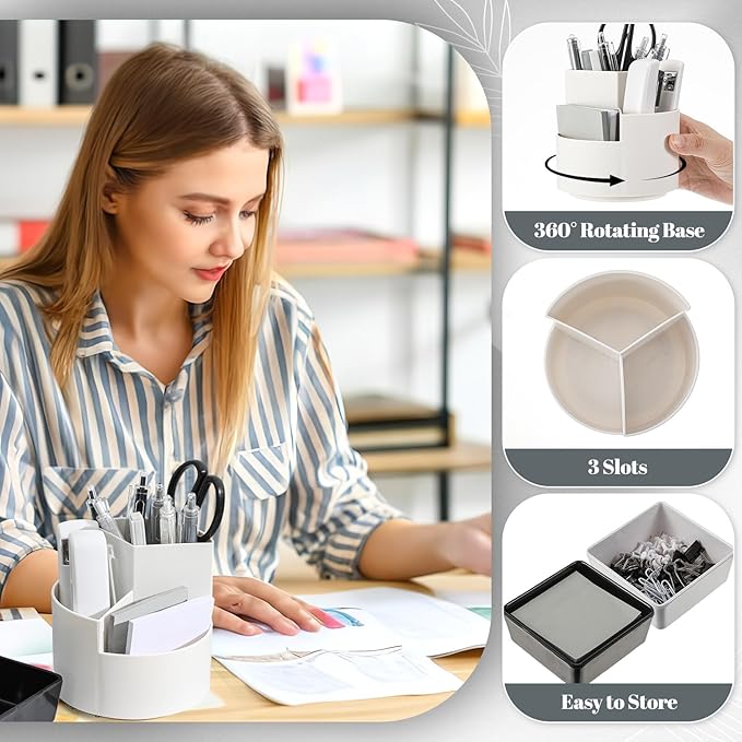 Kosiz 27 Pcs Black White Desk Accessories Gift for Aesthetic Desk Organizer Neutral Office Supplies Pen Holder Stapler Binder Sticky Notes Paper Clips Scissor Staples for Women(Classics)