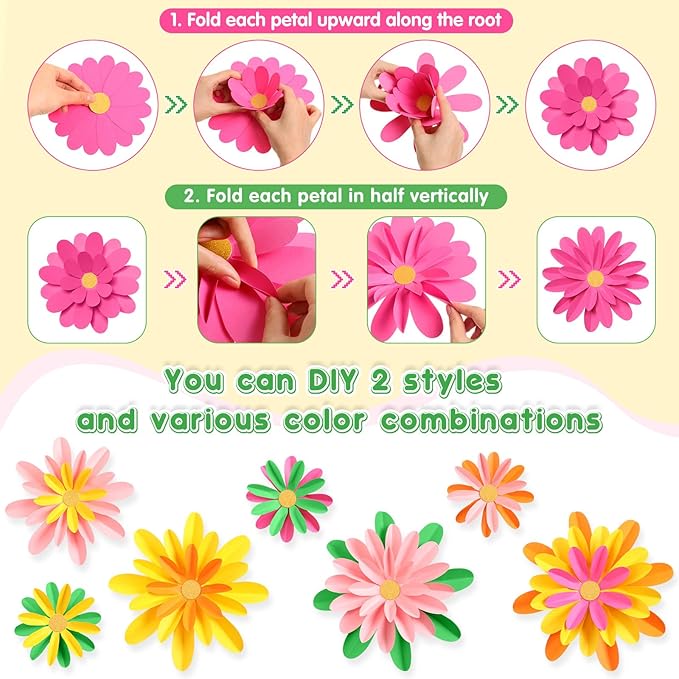 18 Pcs Paper Flowers Decorations for Wall DIY Flower Bulletin Board 3D Fiesta Paper Floral Backdrop Decoration for Photo Backdrop Classroom Back to School Party(Rainbow Color)