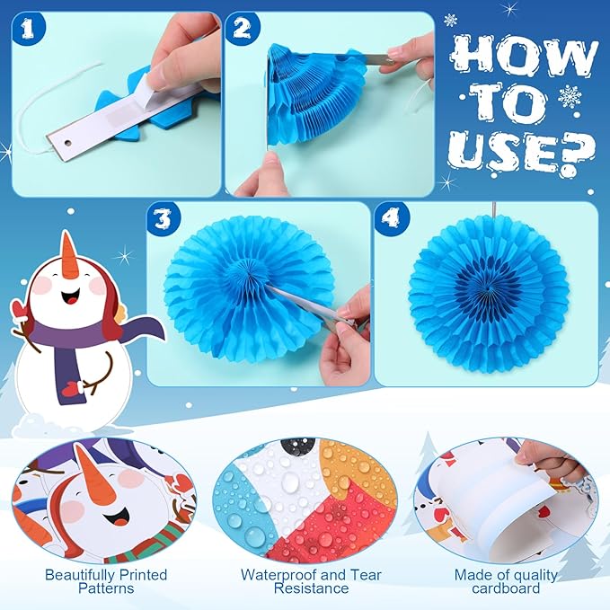 Winter Bulletin Board Set Let It Snow Wonderland Classroom Decorations Snowman Snowflake Paper Cutouts with Paper Fans for Winter Holiday School Classroom Home Wall Decor