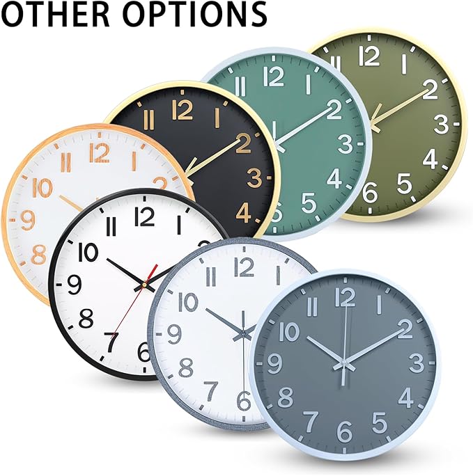 Wall Clocks Battery Operated 10 inch Modern Wall Clock,Silent Non Ticking Wall Clock for Living Room Bedroom Kitchen Office Classroom Decor (Gray White)
