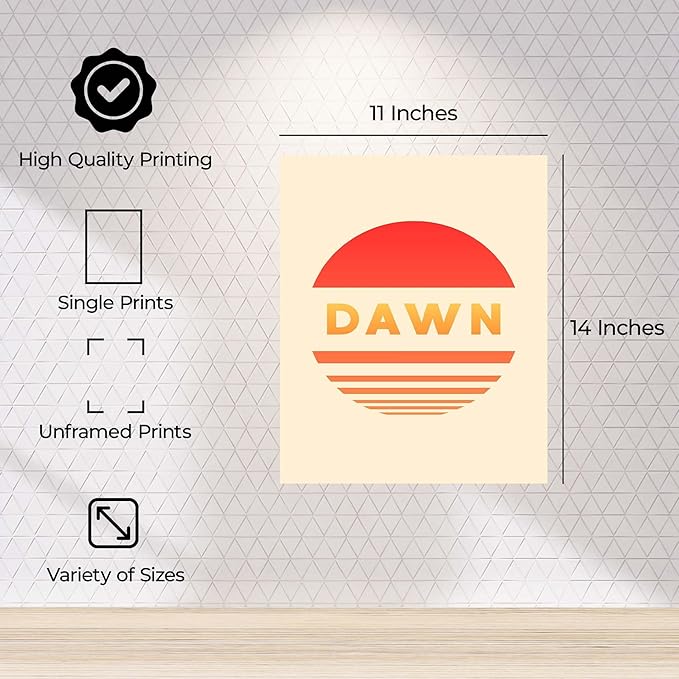 ALPINE INK CO. Dawn Typography Canvas Poster - Abstract Sunrise Word Artwork - Warm Minimal Modern Style - Bedroom Living Room Office Wall Decor - 11x14 Unframed Canvas Print