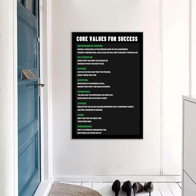Inspirational Canvas Wall Art for Home Motivational Quotes Poster Print Core Values for Success Picture Painting Positive Sign Artwork for Living Room School Office Ready to Hang [24''Wx36''H]