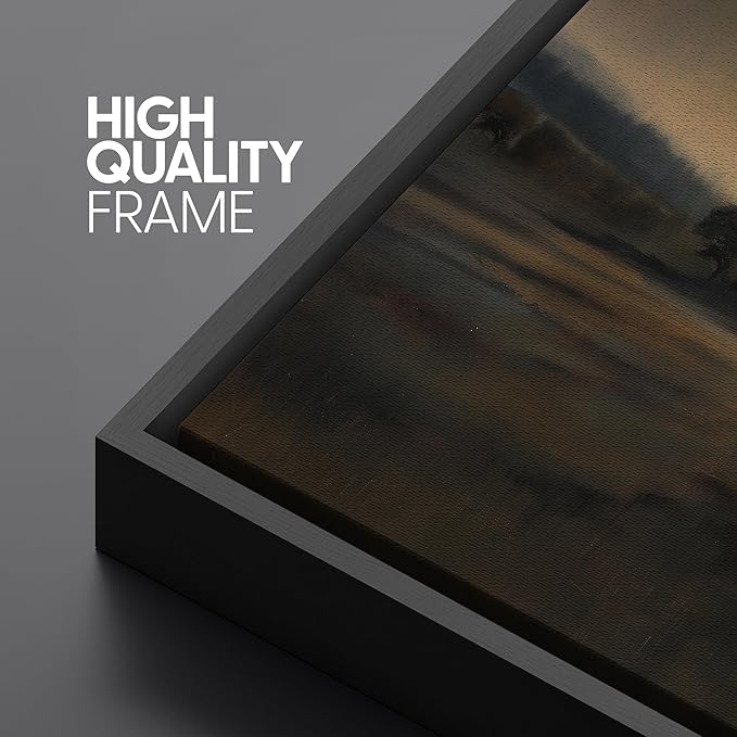 SIGNFORD Extra Large Framed Canvas Print Wall Art Soft Focus Golden Horizon Landscape Illustrations Modern Art Calm Warm for Living Room, Bedroom, Office - 60"x30"