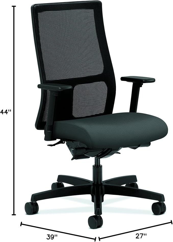 HON Ignition Series Mid-Back Work Chair - Mesh Computer Chair for Office Desk, Iron Ore (HONIW108CU19)