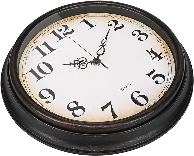 Large Wall Clock 16 Inch Silent Non-Ticking Vintage Wall Clocks Battery Operated for Living Room Office School (Bronze)