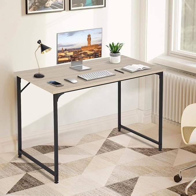 Computer Desk,39 Inch Home Office Desk Modern Writing Table with Metal Frame for Home Office and Study,Nature