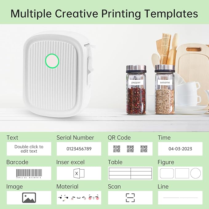 Label Maker Machine with Tape Inkless Printer Bluetooth Label Maker Machine Portable Thermal Label Printer for Home & Office, MINI, White, XXBQDYJ0001W