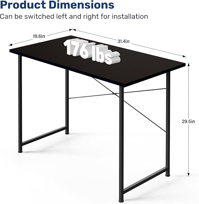 Small Space Writing Desk with Headphone Hooks, Modern Simple Design, Suitable for Study, Home Office and Living Room