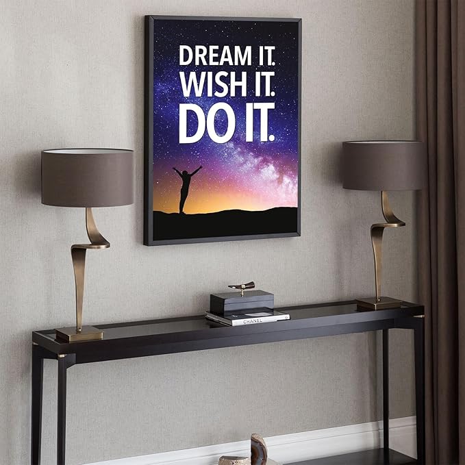 Funky Motivational Quotes Wall Art Trendy Motivational Dream It Wish It Do It Canvas Poster Work Motivation Hustle Inspiring Prints Painting For Office Living Room Wall Decor 8x12in Framed