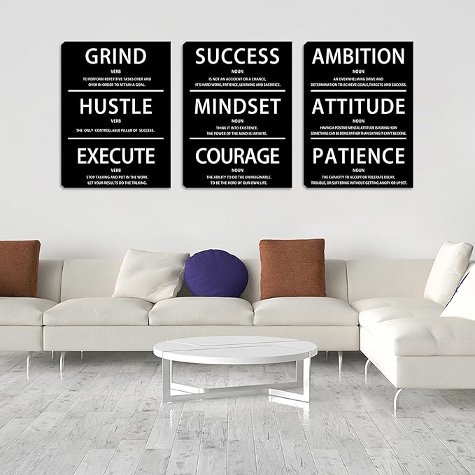 Halioyo 3 Pieces Inspirational Wall Art - Motivational Wall Decor, Positive Canvas Prints Posters for Office Classroom Bedroom Living Room(12”x16”), Ready to Hang