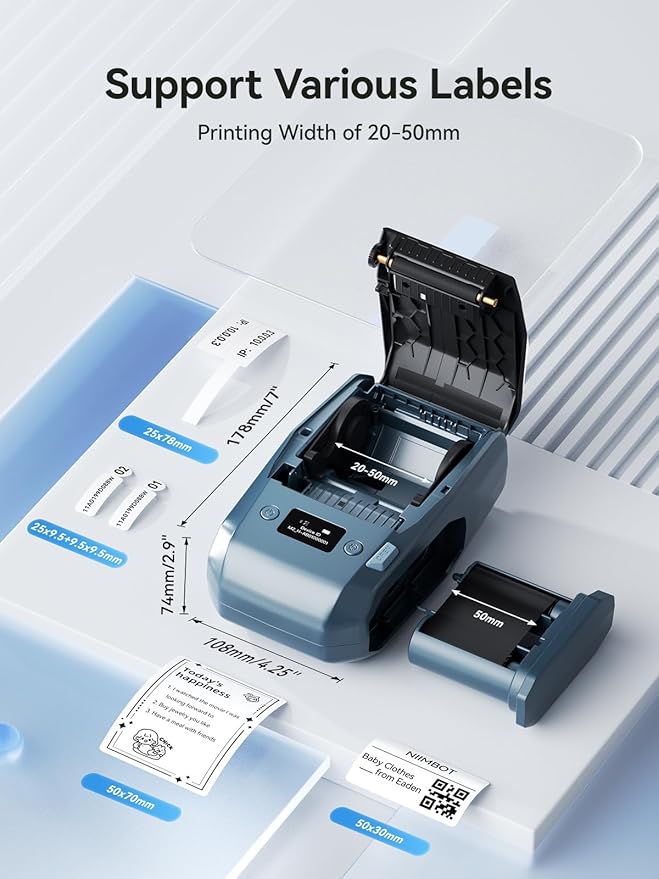 NIIMBOT M2 Label Maker with Tape 2Inch Thermal Transfer Support Color Ribbon Printing Bluetooth Sticker Printer for Office Small Business School Home Cable Storage, Compatible with Phones & PC, Blue