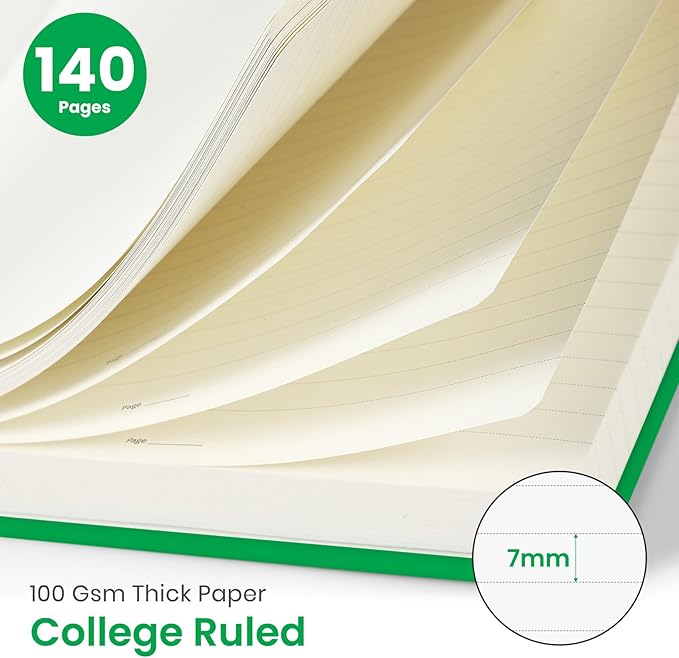 Taja Lined Spiral Journal Notebook for Women & Men, 140 Pages, College Ruled Hardcover Notebook for Work & Note Taking, Journals for Writing, A5(5.7" x 7.9") – Racing Green