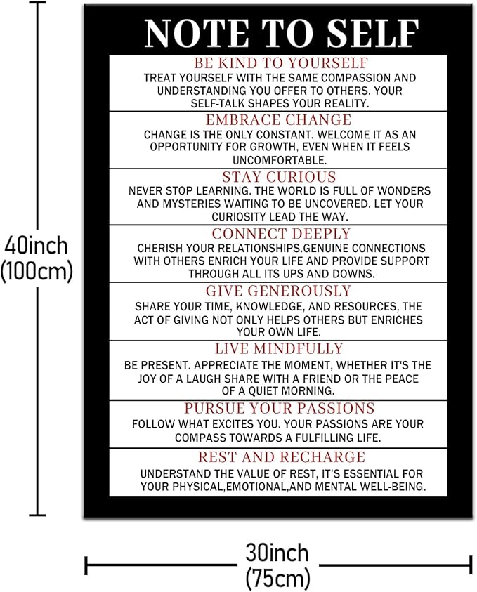 PSYYSP Motivational Wall Decor on Canvas for Classroom Print Poster Note To Self Inspirational Wall Art Prints for Home Living Room Gym Office Decoration Artwork Ready to Hang [30''Wx 40''H]