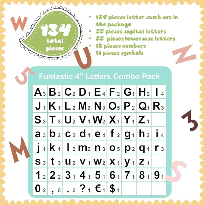 Tenare 134 Pieces 5 Inch Bulletin Board Letters Alphabet Numbers Combo Set Letter Cutouts for Bulletin Board Display Home Decor(Boho Color)