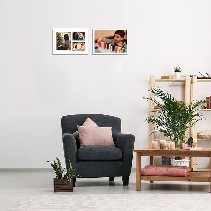 Golden State Art, 12x17 White Wood Picture Frame - White Mat for 8x10 and 5x7 Photos - Real Glass, Sawtooth Hanger, Swivel Tabs - Wall Mounting - Great for Posters, Weddings, and Engagements
