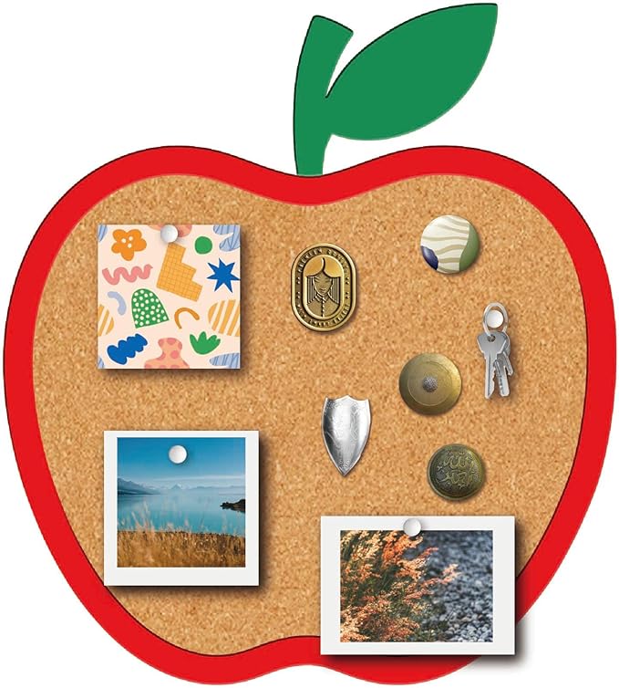 CRASPIRE Apple Pin Cork Board Framed Bulletin Display Badge Vintage Wooden Decorative Corkboard 8.85x9.84 Wall Mounted Memory Memo Brooch Lapel Holder Storage for Home Office School Classroom Wedding