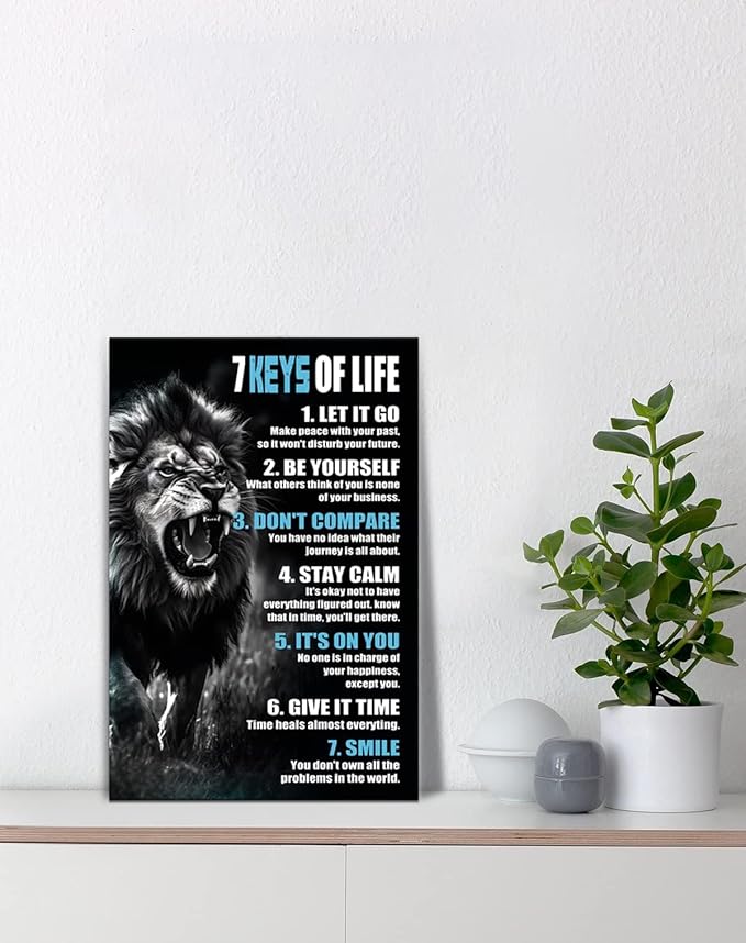 Yatsen Bridge Inspirational Loin Wall Art Motivational Pictures Wall Decor Artwork Modern Animals Canvas Painting Prints Art Living Room Home Office Decor Framed Ready to Hang- 12''Wx16'' H
