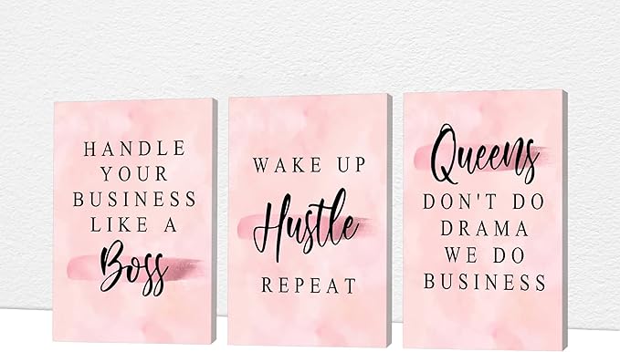 Office Wall Art-3 Panel Motivational Art, Inspirational Quotes Canvas for Home Office Wall Decor, Positive Quote Art, Entrepreneur Words Poster Frame 12'x24'x3Pcs