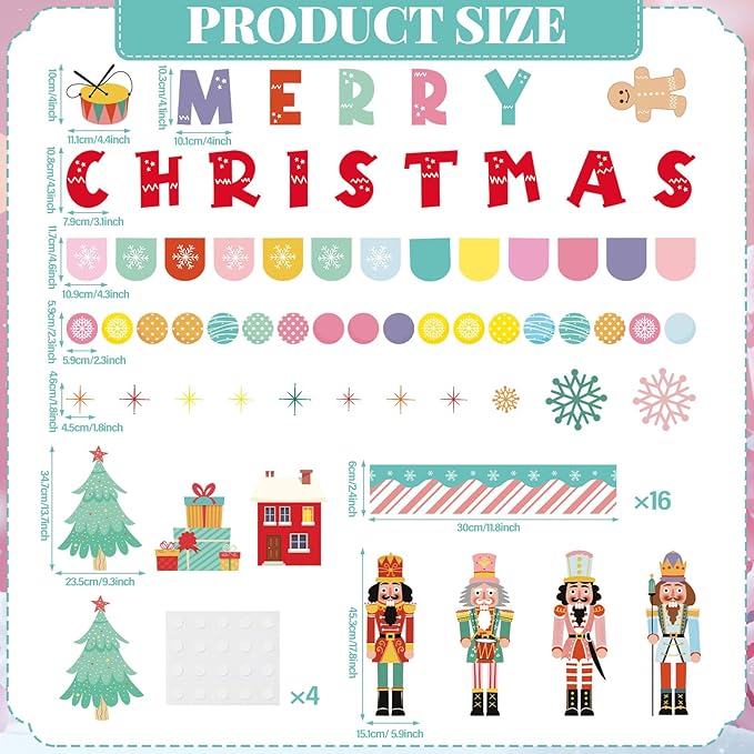 Christmas Nutcracker Bulletin Board Set Nutcracker Bulletin Board Decoration Set Merry Christmas Decoration Kit Xmas Cutouts for Classroom Wall Fireplace Holiday Party Garden Indoor Outdoor Decor