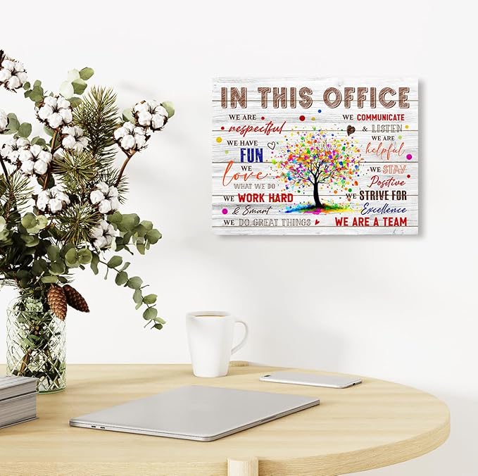 In This Office Wall Decor,Positive Teamwork Quote We Are Team Wall Art Canvas Framed for Home Office Wall Decor 12 x 15 in