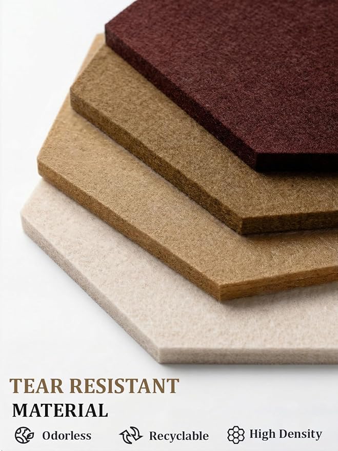 8 Pack Hexagon Felt Bulletin Board Tiles - 11.8" Large Thick Pin Board for Walls with 30 Push Pins, DIY Boards for Office Home School Decor, Aesthetic Hex Cork Board Alternative