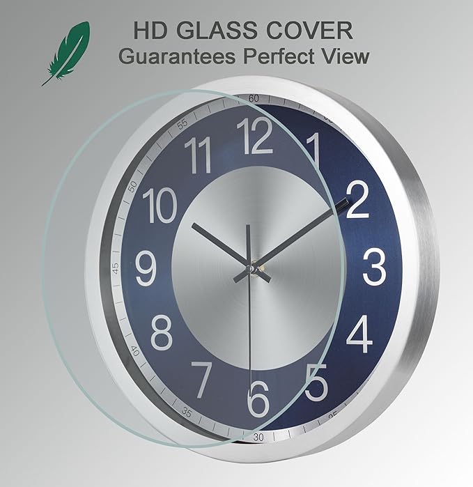 Silent Wall Clock Battery Operated,Modern Metal Wall Clock Decorative for Living Room/Kitchen/Home/Office/School,12 inch