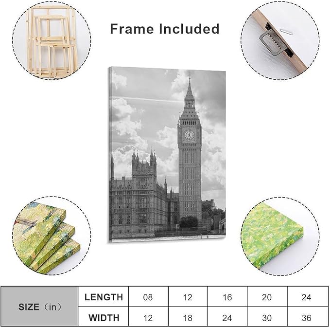 Room Decoration Poster Canvas Painting Architectural Art Office Home Wall Decoration Frame-style-1 24x36inch(60x90cm)