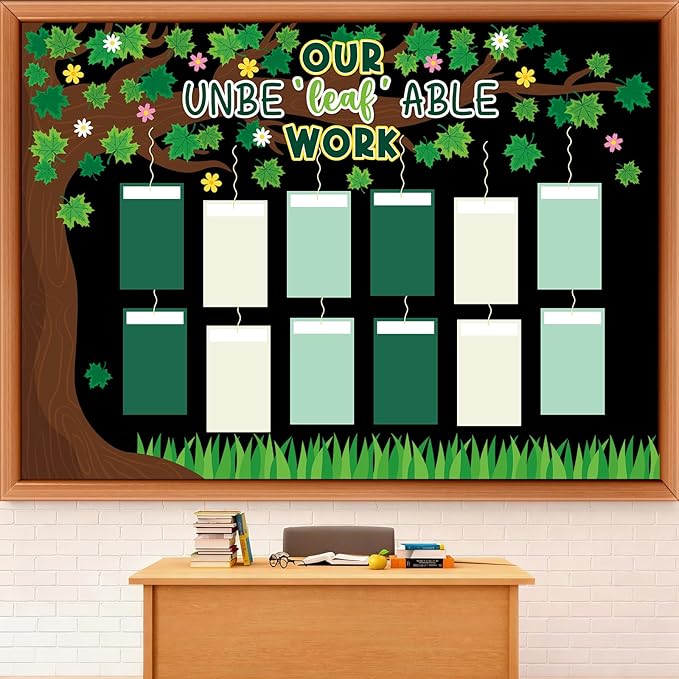 Student Work Display Bulletin Board Spring Tree Bulletin Board Decoration Unbeleafble Work Classroom Wall Decor Leaves Paper Cutouts for Spring Teachers Students Motivational Back to School Supplies