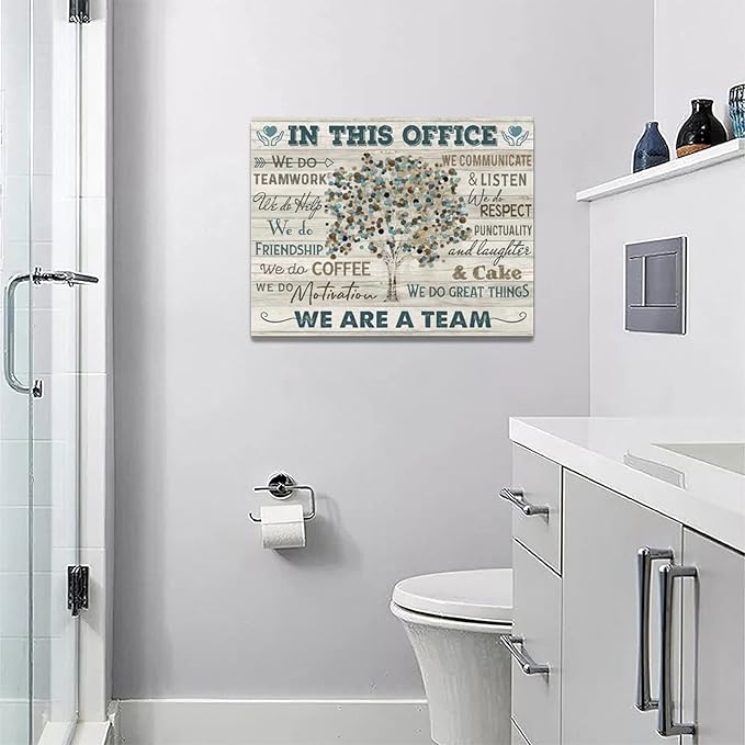 yerretin In this Office Wall Art Motivational Quotes Pictures Wall Decor for Office Inspirational We Are A Team Canvas Painting Room Decorations Artwork Framed Ready to Hang, 16"x12"