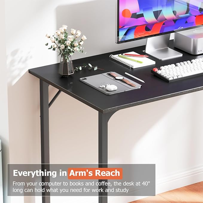 Computer Desk 47 inch Study Writing Table,Workstation Adjustable feet,Gaming Desk Modern Furniture for Home Office,Black