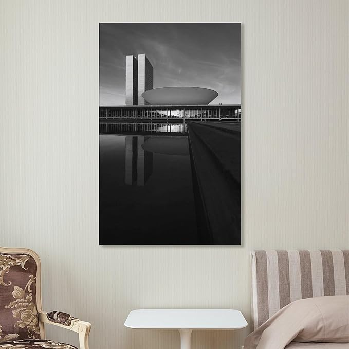 Poster, Canvas Painting, Office Decoration, Architectural Art Frame-style-2 24x36inch(60x90cm)