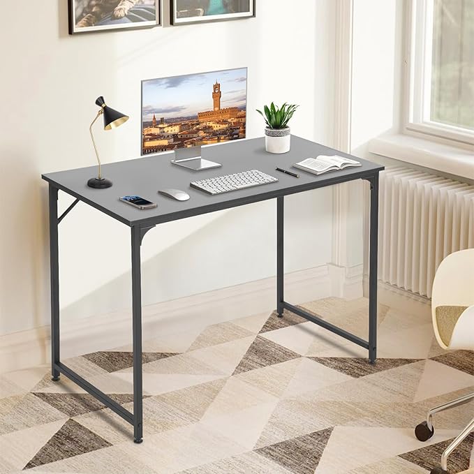 32 Inch Small Computer Desk, Metal-Framed Home Office Desk, Modern Study Table for Home Office Study and Writing,Black